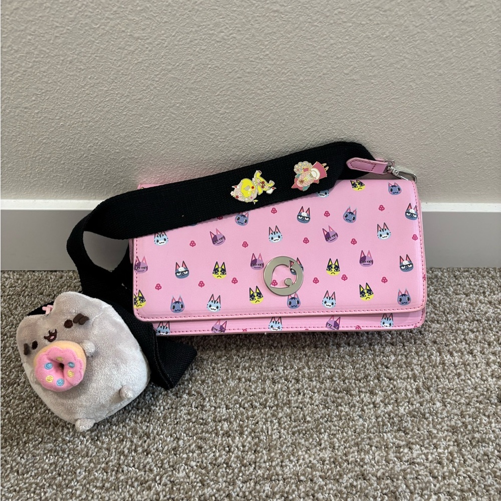 Nintendo Switch Pink Animal Crossing Pattern Crossbody Bag